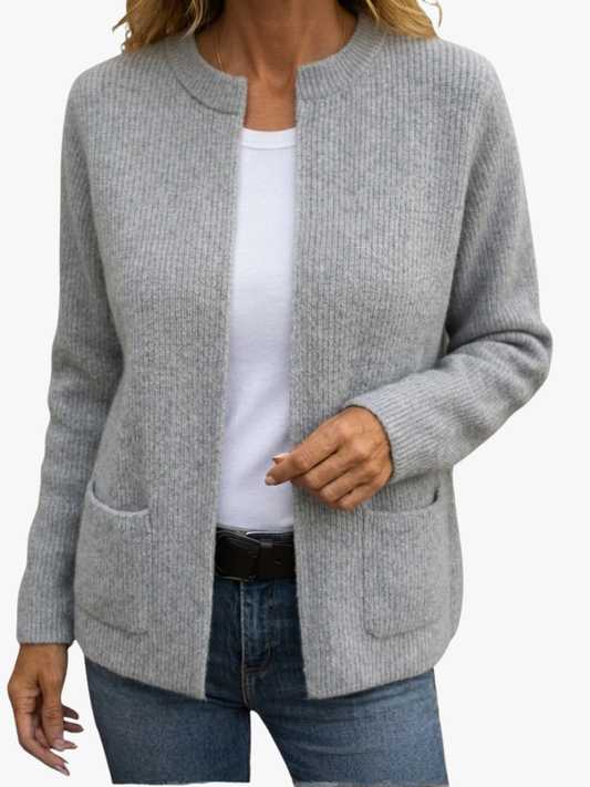 Chaqueta con cremallera de punto grueso y bolsillos