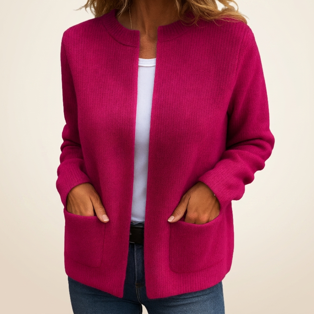 Chaqueta con cremallera de punto grueso y bolsillos