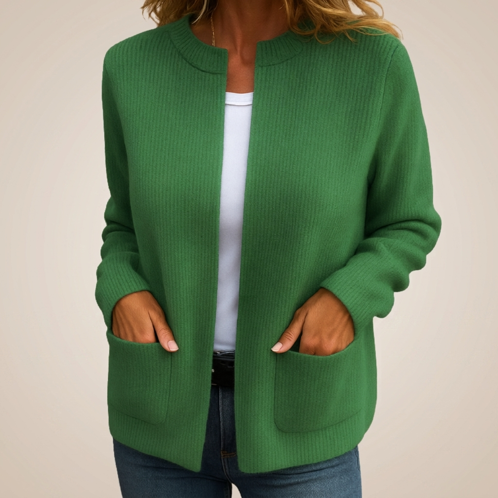 Chaqueta con cremallera de punto grueso y bolsillos