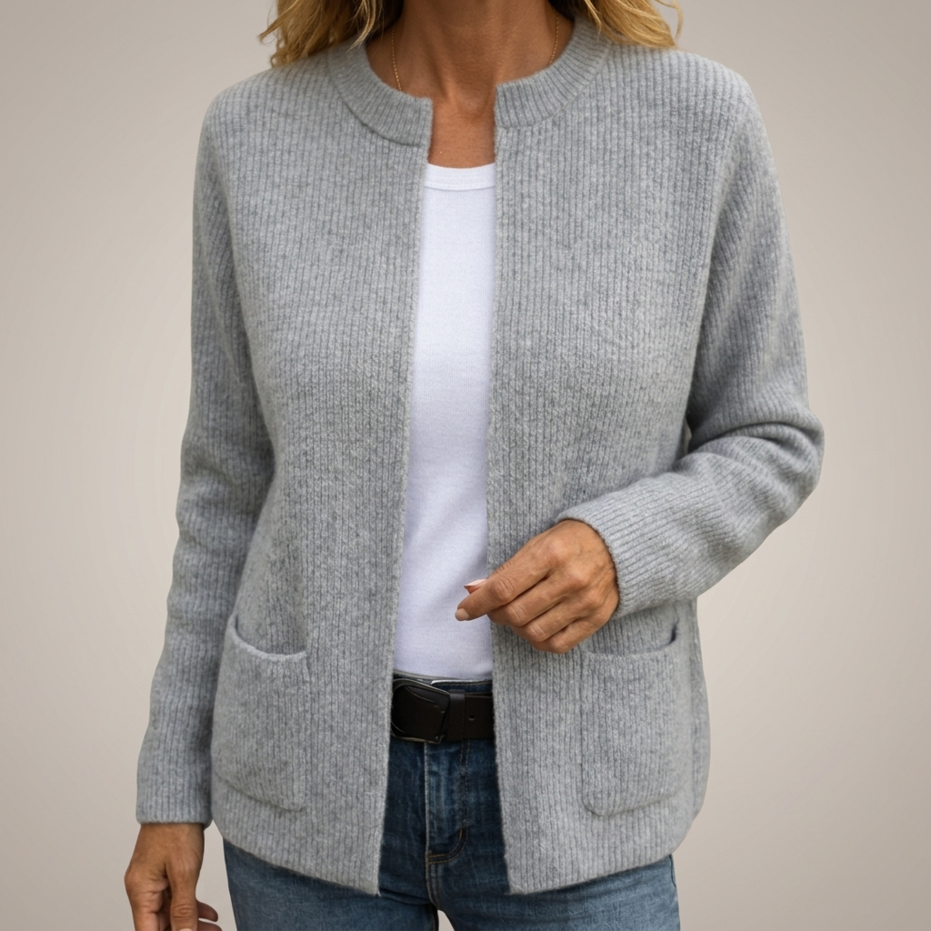 Chaqueta con cremallera de punto grueso y bolsillos