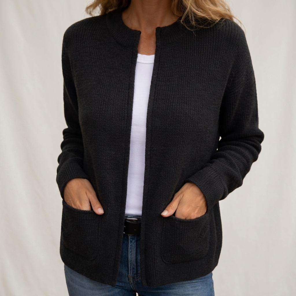 Chaqueta con cremallera de punto grueso y bolsillos