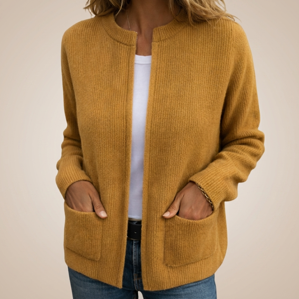 Chaqueta con cremallera de punto grueso y bolsillos